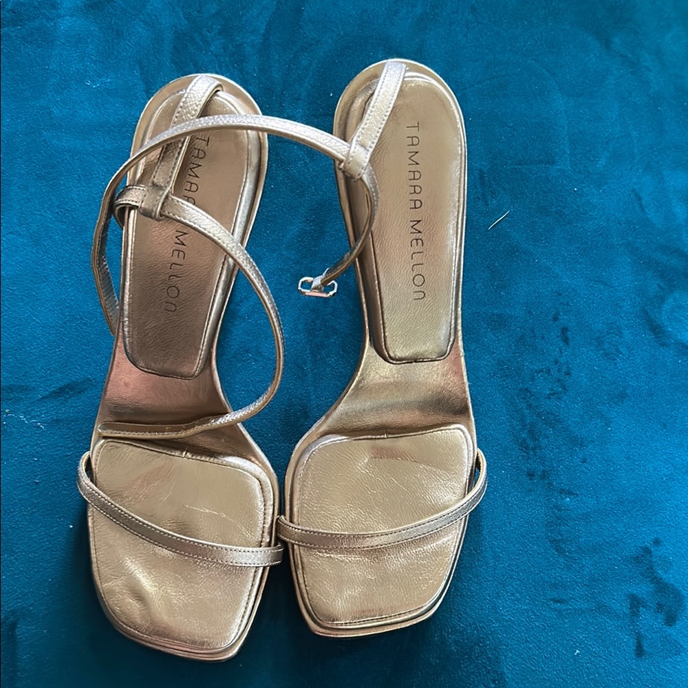 Tamara Mellon Gold Minimalist Sandals